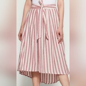 Max Studio Striped Linen High-Low Skirt